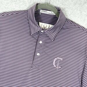 Criquet Polo Shirt Mens Medium Striped Embroidered Logo Performance Stretch Golf